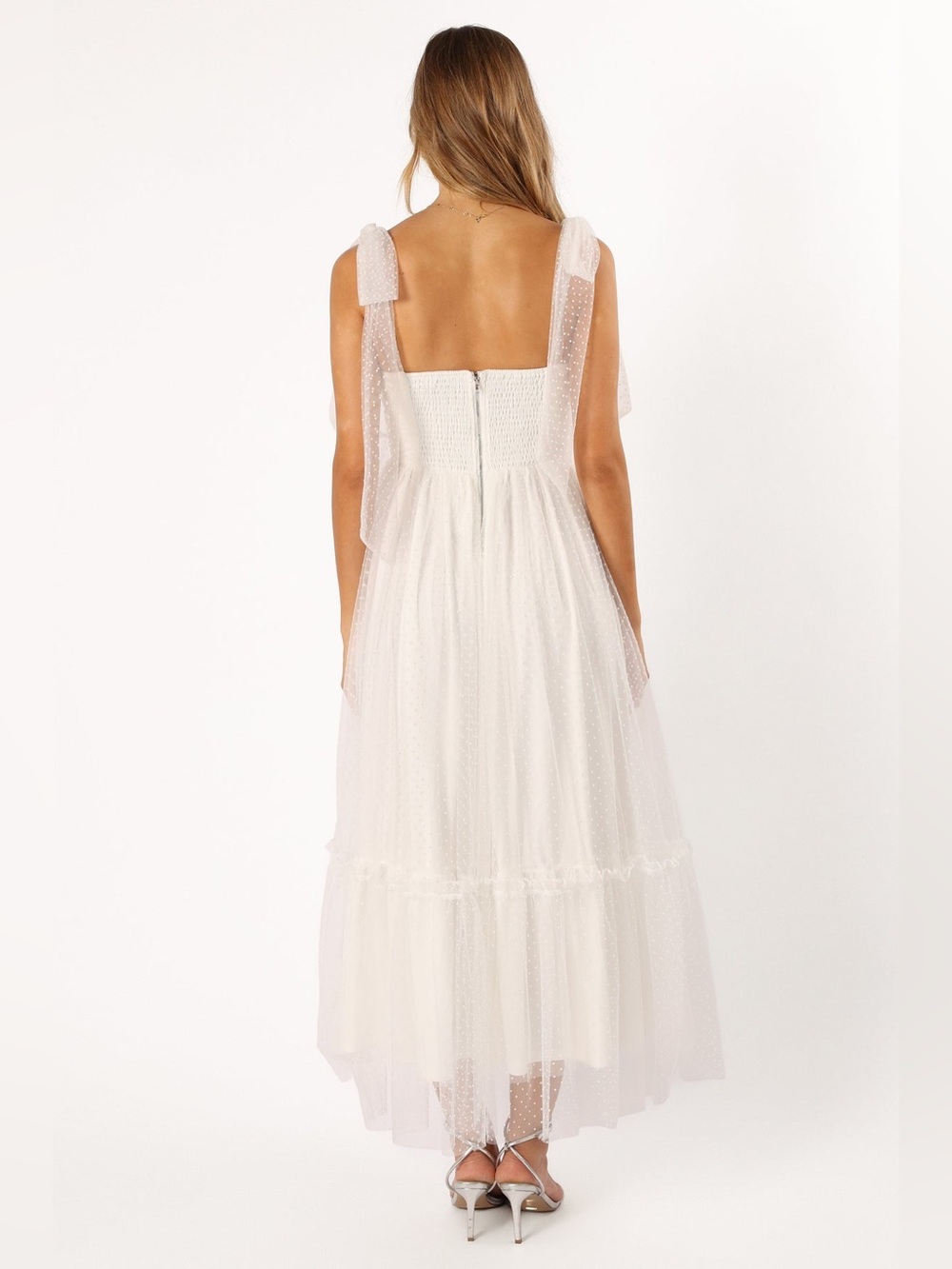 Petal & Pup Pastel White Maxi Dress with Tie Straps - Picture 6 of 12